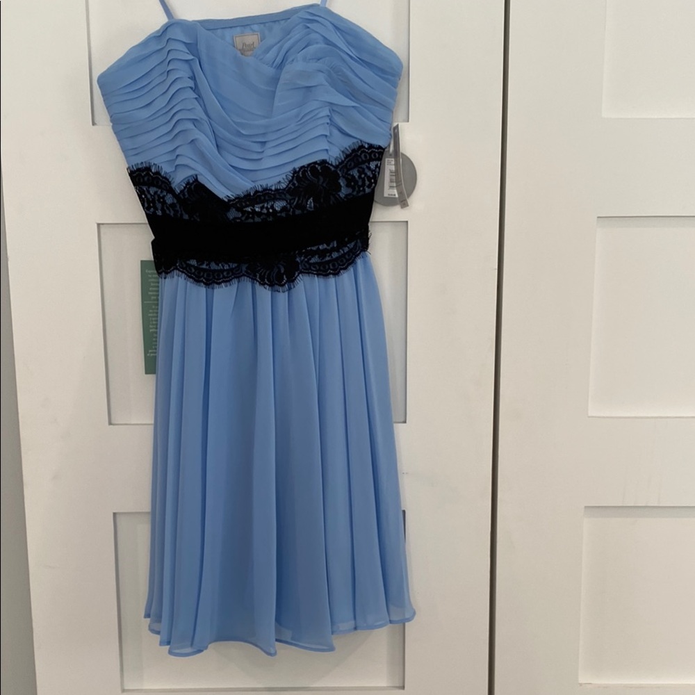Sky Blue Dress with Black Lace